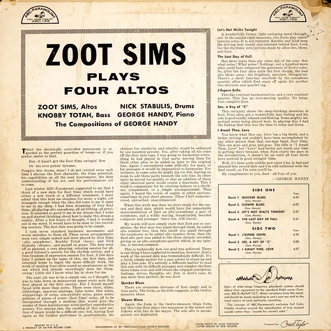 Zoot Sims - Zoot Sims Plays Four Altos