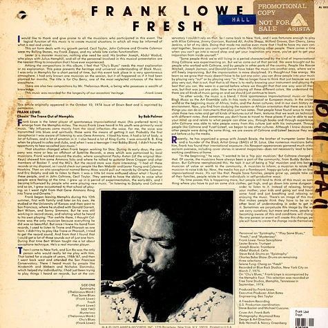 Frank Lowe - Fresh