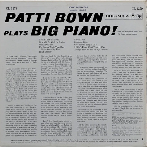 Patti Bown - Patti Bown Plays Big Piano!