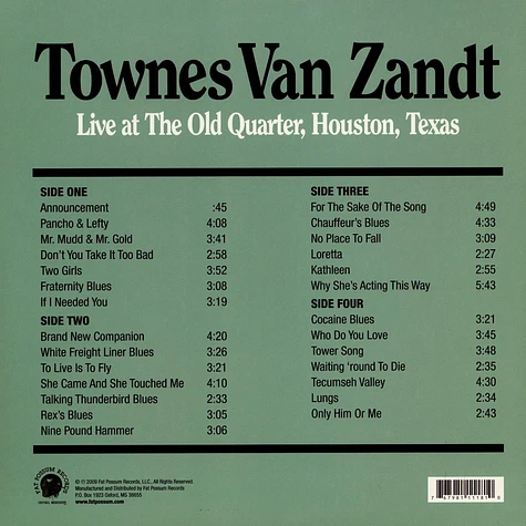 Townes Van Zandt - Live At The Old Quarter, Houston, Texas