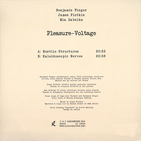 Benjamin Finger, James Plotkin & Mia Zabelka - Pleasure-Voltage