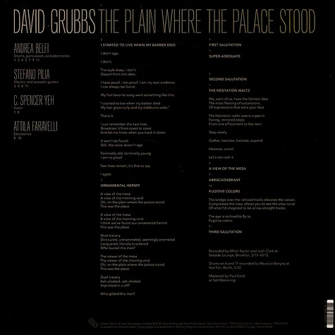 David Grubbs - The Plain Where The Palace Stood