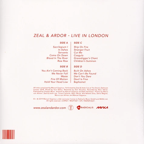 Zeal & Ardor - Live In London White Vinyl Edition