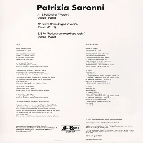 Patrizia Saronni - Perche Dovrei / E Poi