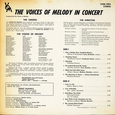 Charles Clency And The Voices Of Melody - In Concert