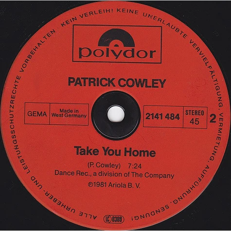 Patrick Cowley - Menergy