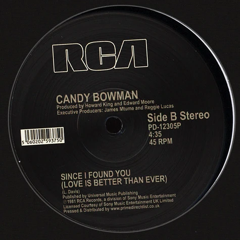 Candy Bowman - I Wanna Feel Your Love / Since I Found You (Love Is Better Than Ever) Record Store Day 2019 Edition