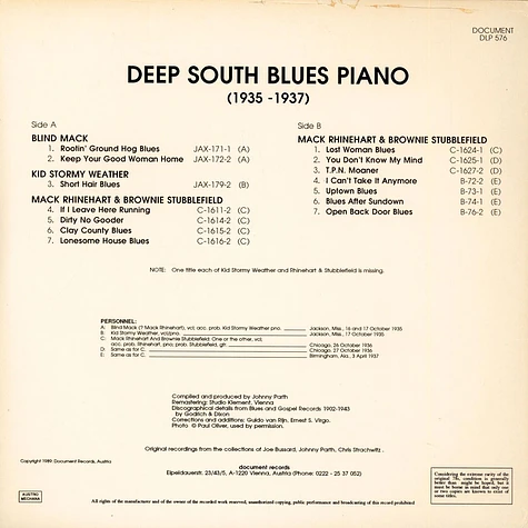 V.A. - Deep South Blues Piano (1935-1937)