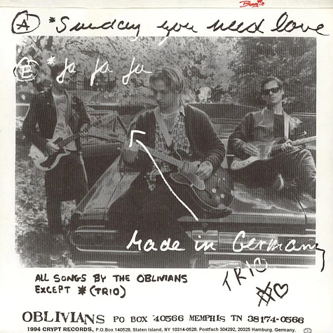Oblivians - Sunday You Need Love / Ja Ja Ja