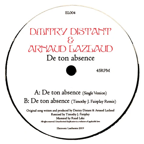 Dmitry Distant & Arnaud Lazlaud - De Ton Absence Timothy J Fairplay Remix