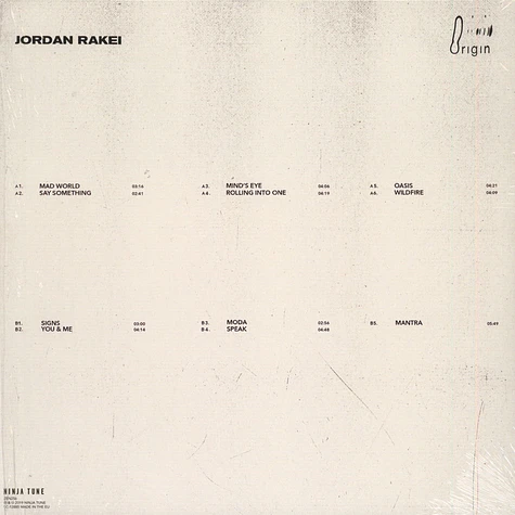 Jordan Rakei - Origin Heavyweight Signed Clear Vinyl Edition