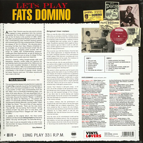 Fats Domino - Lets Play Fats Domino Limited 180g Audiophile Edition
