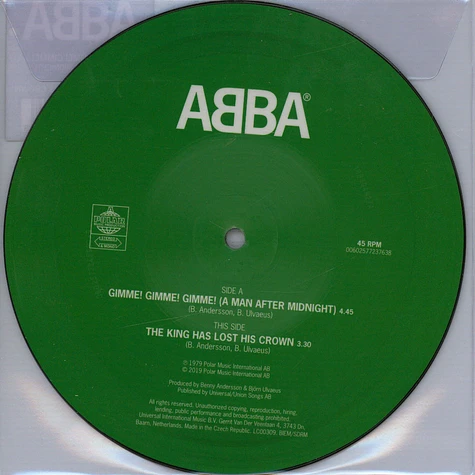 ABBA - Gimme! Gimme! Gimme! Limited 7" Picture Disc Edition