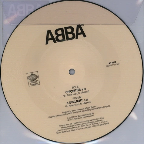 ABBA - Chiquitita Limited 7" Picture Disc Edition