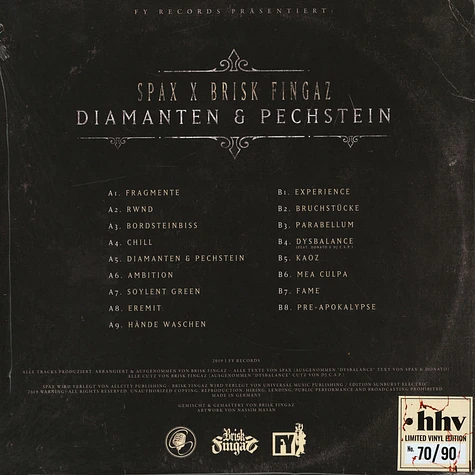Spax & Brisk Fingaz - Diamanten & Pechstein HHV Exclusive Splattered Vinyl Edition