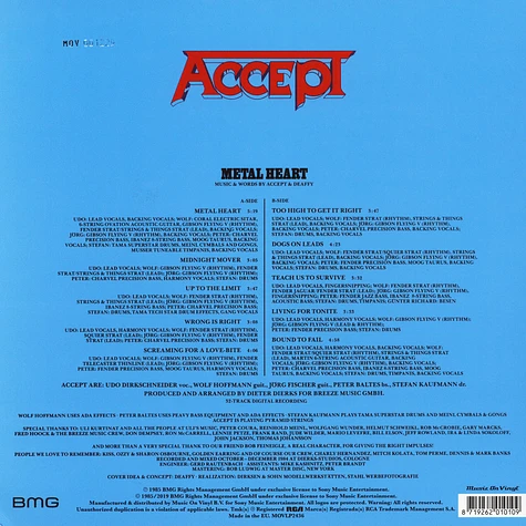 Accept - Metal Heart Colored Vinyl Edition