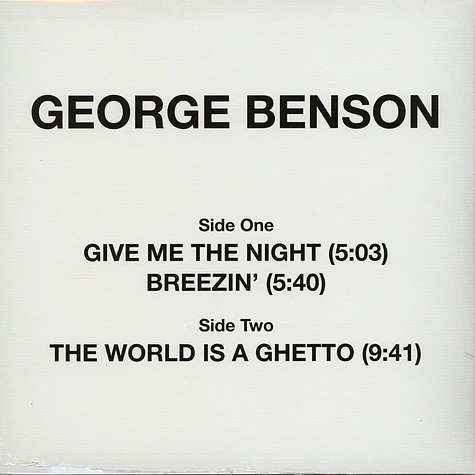 George Benson - Give Me The Night / Breezin' / The World Is A Ghetto