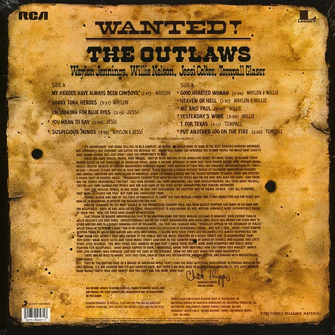 Waylon Jennings / Willie Nelson / Tom Jessi Colter - Wanted! The Outlaws