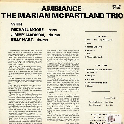 Marian McPartland Trio - Ambiance