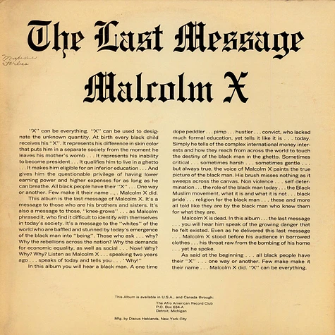 Malcolm X - The Last Message