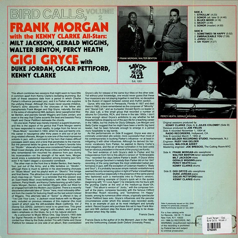 Frank Morgan / Gigi Gryce - Bird Calls, Volume 2