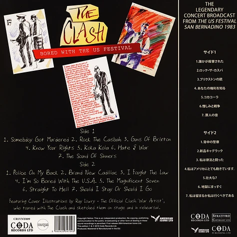 The Clash - Bored With The Us Festival Red Vinyl Edition