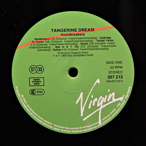 Tangerine Dream - Heartbreakers (Music From The Original Motion Picture Soundtrack)