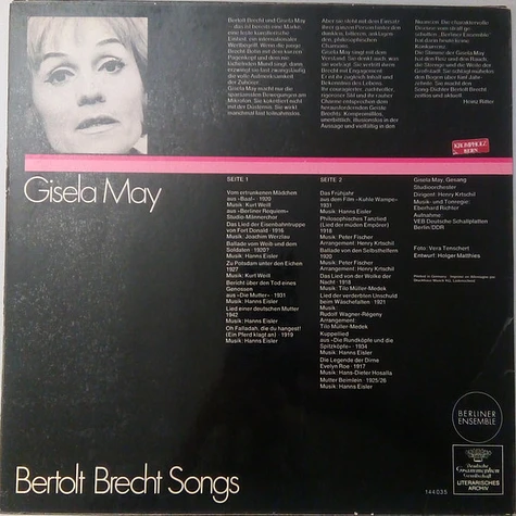 Gisela May - Gisela May Singt Brecht