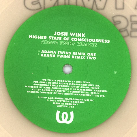 Josh Wink - Higher State Of Consciousness Adana Twins Remixes Clear Vinyl Edition