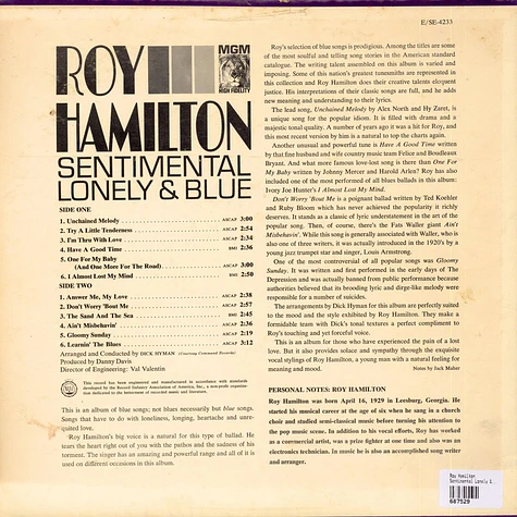 Roy Hamilton - Sentimental Lonely & Blue