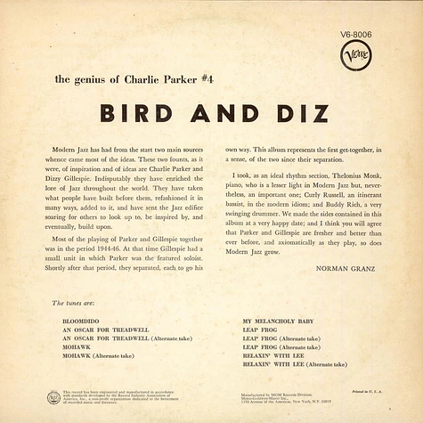 Charlie Parker / Dizzy Gillespie - Bird And Diz