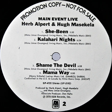 Herb Alpert & Hugh Masekela - Main Event Live
