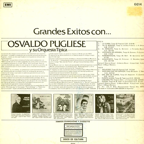 Osvaldo Pugliese Y Su Orquesta Típica - Grandes Exitos Con...