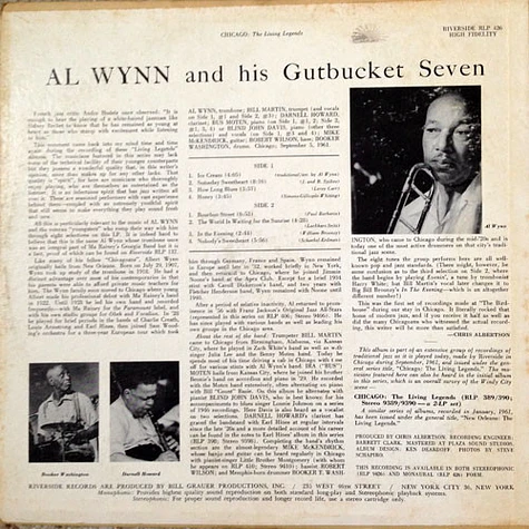 Al Wynn's Gutbucket Seven - Chicago - The Living Legends: Albert Wynn And His Gutbucket Seven