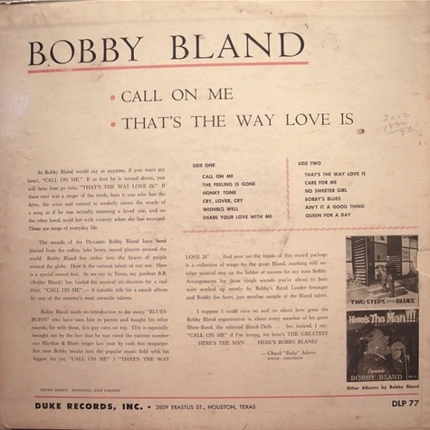 Bobby Bland - Call On Me / That's The Way Love Is