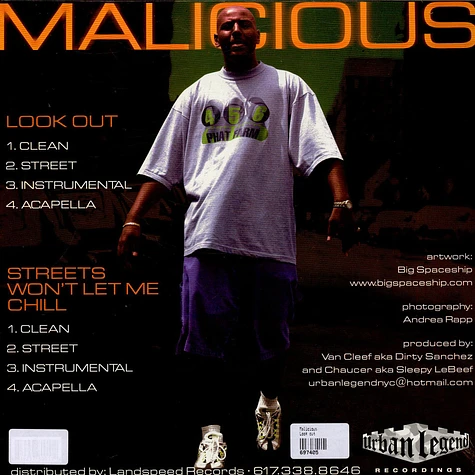 Malicious - Look Out / Streets Won't Let Me Chill