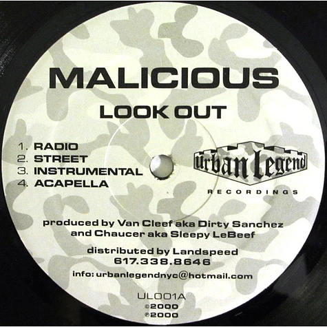 Malicious - Look Out / Streets Won't Let Me Chill