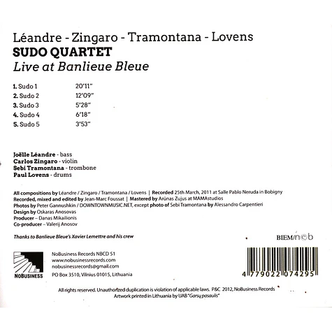 Sudo Quartet (Joelle Leandre & Sebi Tramontana & Carlos Zingaro & Paul Lovens) - Live At Banlieue Bleue