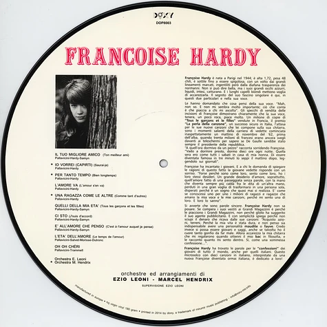 Francoise Hardy - Canta Per Voi In Italiano Picture Disc Edition