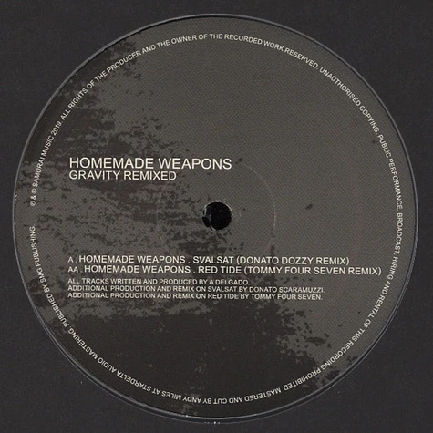 Homemade Weapons - Gravity Remixed Feat. Donato Dozzy & Tommy Four Seven Clear Vinyl Edition