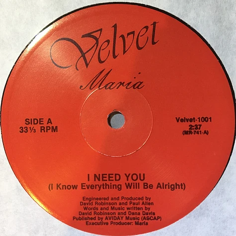 Maria (132) - I Need You (I Know Everything Will Be Alright)