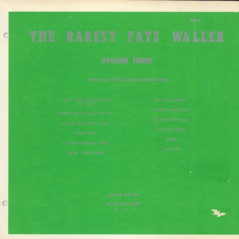Fats Waller - The Rarest Fats Waller, Volume 3