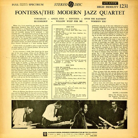 The Modern Jazz Quartet - Fontessa