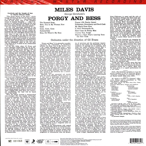 Miles Davis - Porgy And Bess Numbered Limited Edition