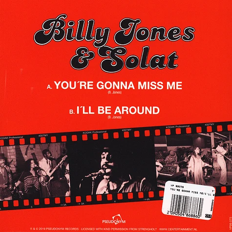 Billy Jones & Solat - You're Gonna Miss Me / I'll Be Around