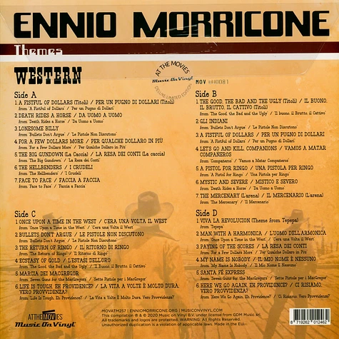 Ennio Morricone - Western Themes Limited Numbered Gun Smoke Vinyl Edition