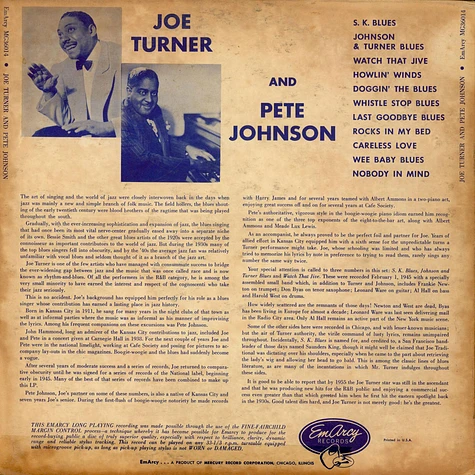 Big Joe Turner And Pete Johnson - Joe Turner And Pete Johnson