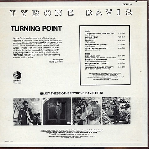 Tyrone Davis - Turning Point!