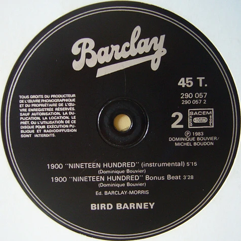 Bird Barney - 1900 "Nineteen Hundred"