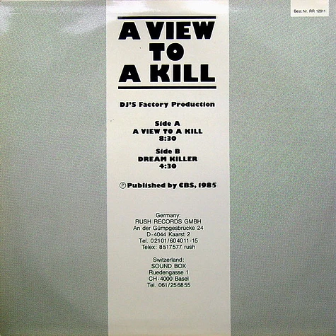 DJ's Factory - A View To A Kill